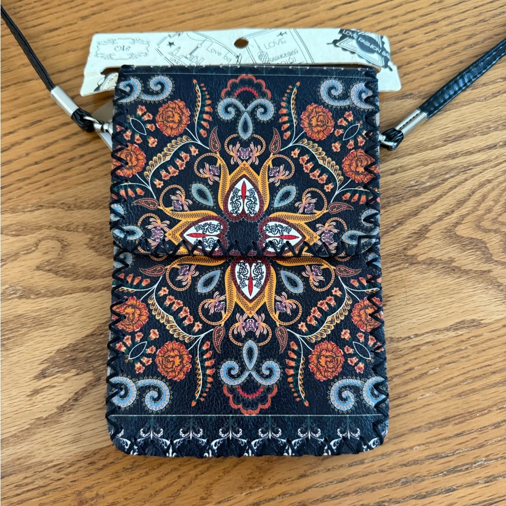 Stylish Black and Orange Crossbody Phone Bag